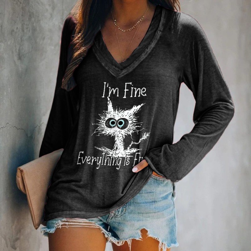 I'm Fine Everything Is Fine Printed Women's T-shir...