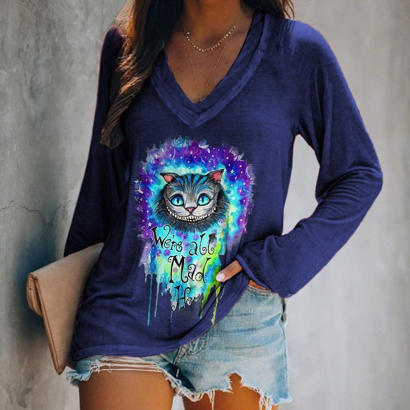 We're All Mad Here Printed Long Sleeve T-shirt