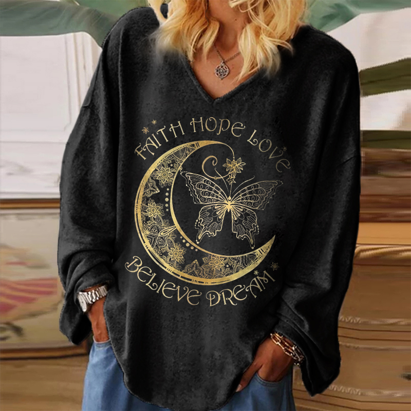Faith Hope Love Believe Dream Printed Hippie Women...