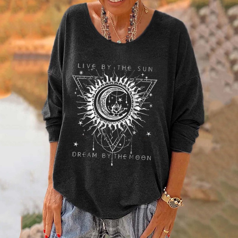 Live By The Sun Dream By The Moon Printed Women's ...