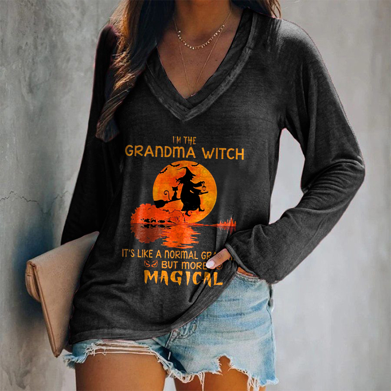 I'm The Grandma Witch Printed Long Sleeve T-shirt