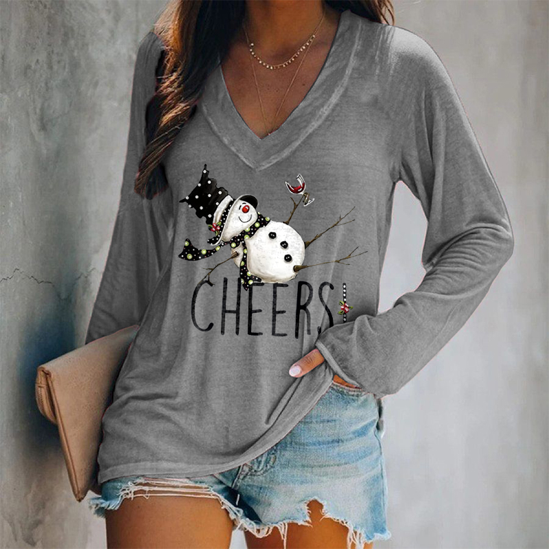 Cheers Printed Women's V-neck T-shirt
