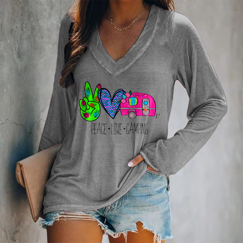 Peace Love Camping Printed Women's T-shirt