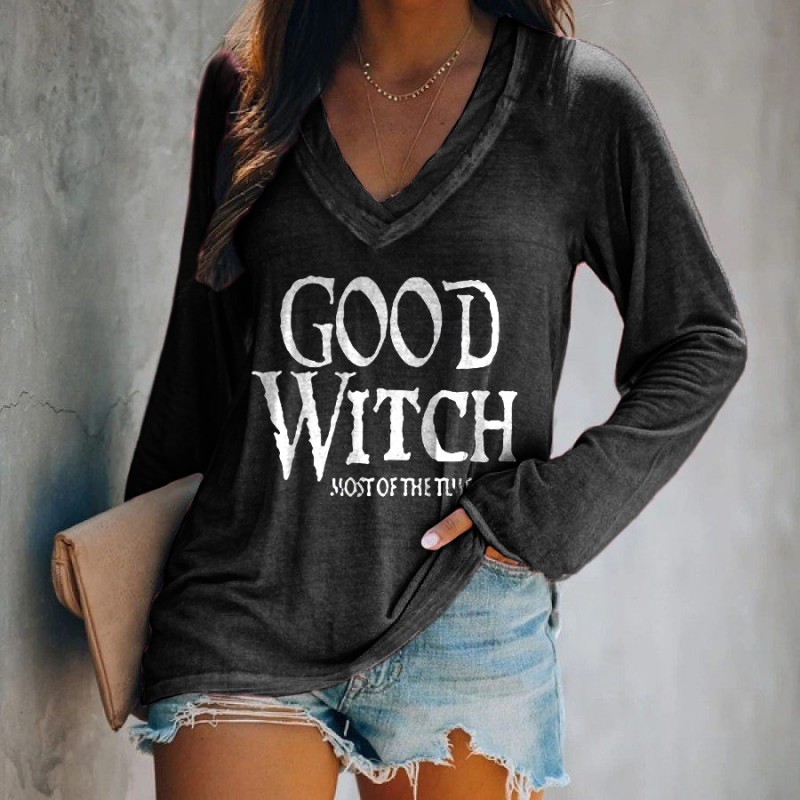 Good Witch Most Of The Time Printed Long Sleeve T-...