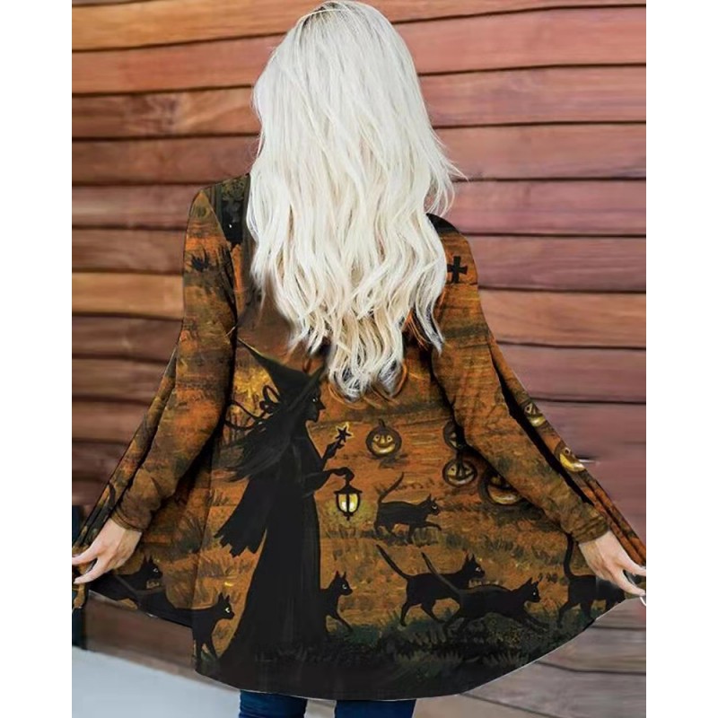 Halloween Printed Women's Long Sleeve Cardigan