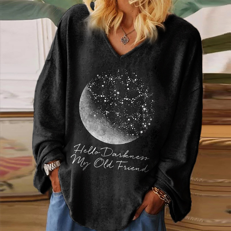 Hello Darkness My Old Friend Printed Hippie Women'...