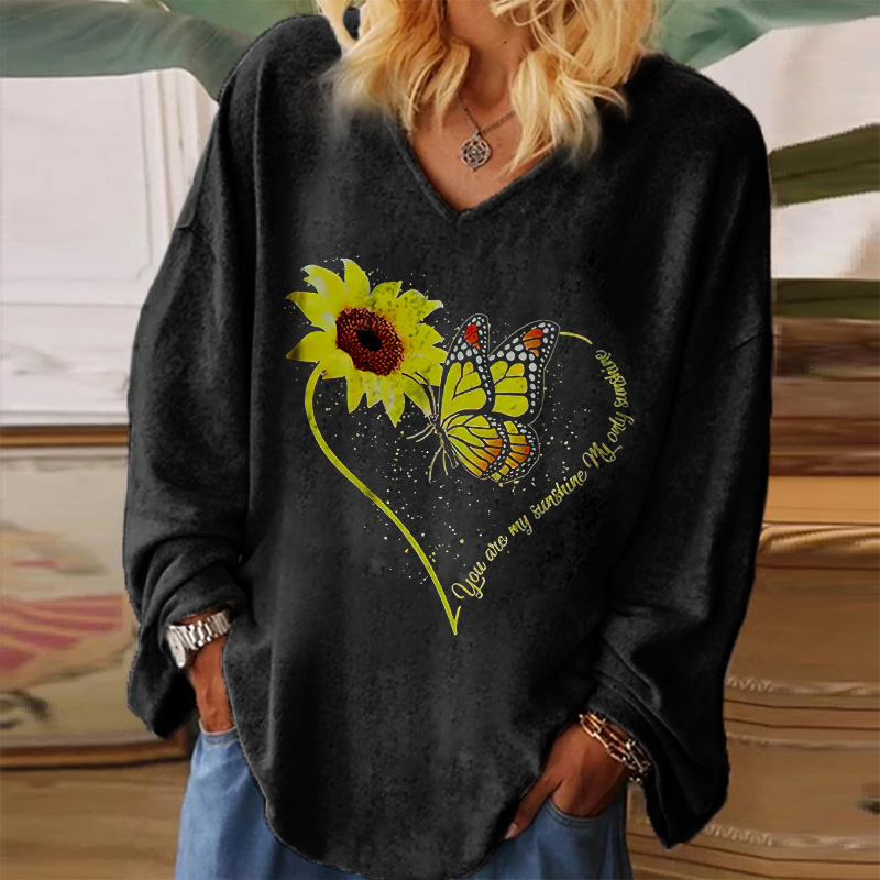 You Are My Sunshine My Only Sunshine Printed V-nec...