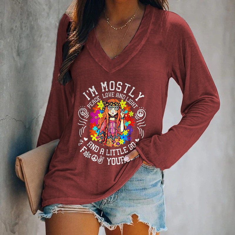 I'm Mostly Peace Love And Light Printed Women's T-...