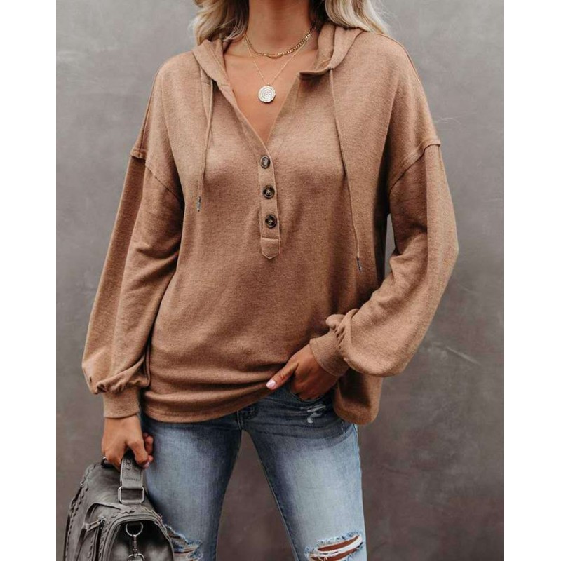 Hoodie Casual Loose Solid Color Sweatshirt