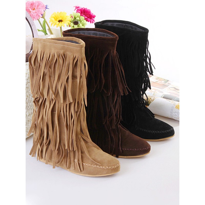 Western Retro Tassel Mid Boots