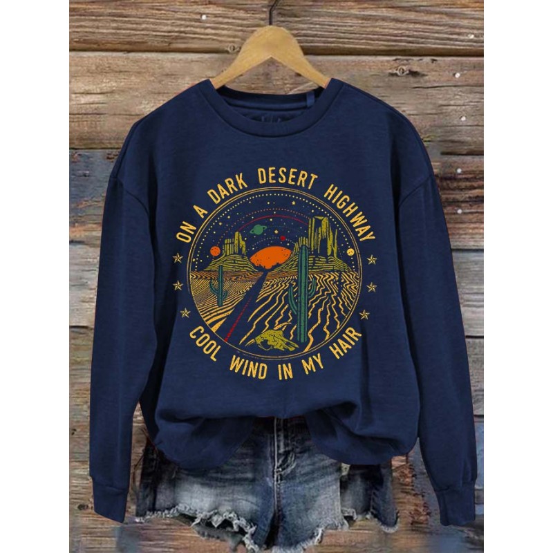 On A Dark Desert Highway Casual Women's Printed T ...