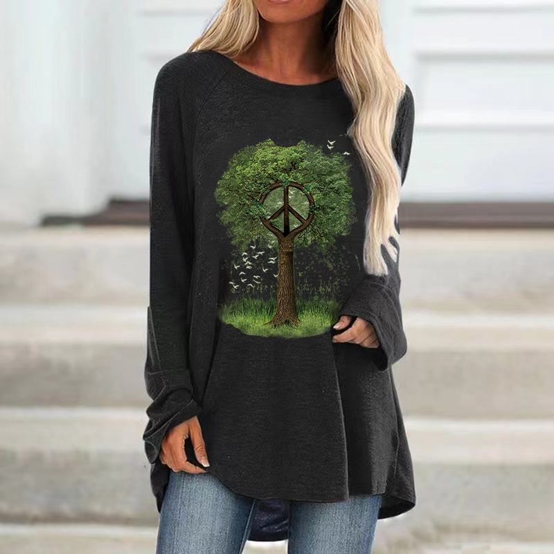 The Tree Of Peace Printed Loose T-shirt
